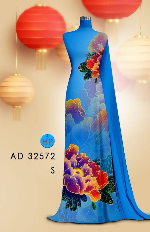Vải Áo Dài Hoa In 3D AD 32572 12